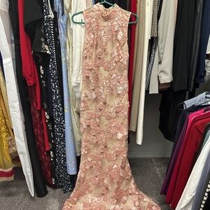 Fashion Nova pink embroidered mermaid gown